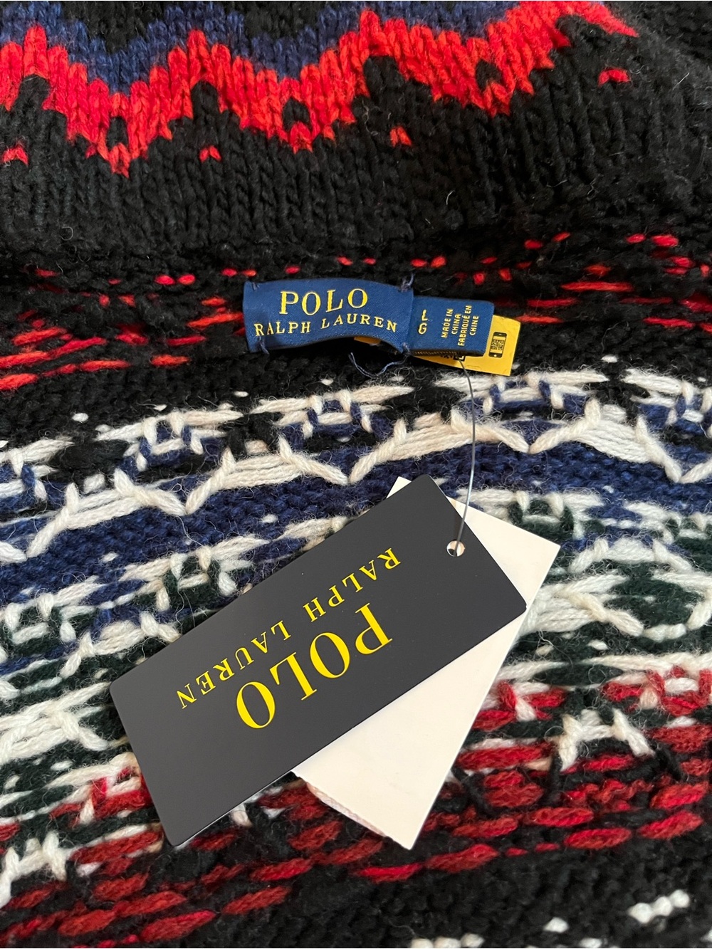 Polo Ralph Lauren NWT | Fair Isle Knit Cardigan Coatigan in Cream, Navy & Red - Picture 6 of 8